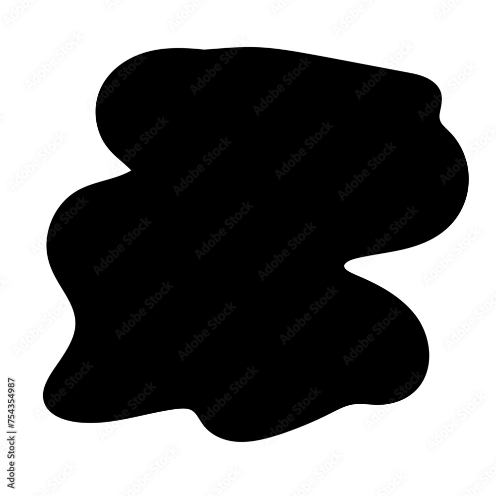 Aufkleber Doodle Blob Simple Shape Icon. Blot Monochrome Black Element. Simple Abstrct Icon Isolated on Backdrop. Irregular Childish Hand Drawn Form