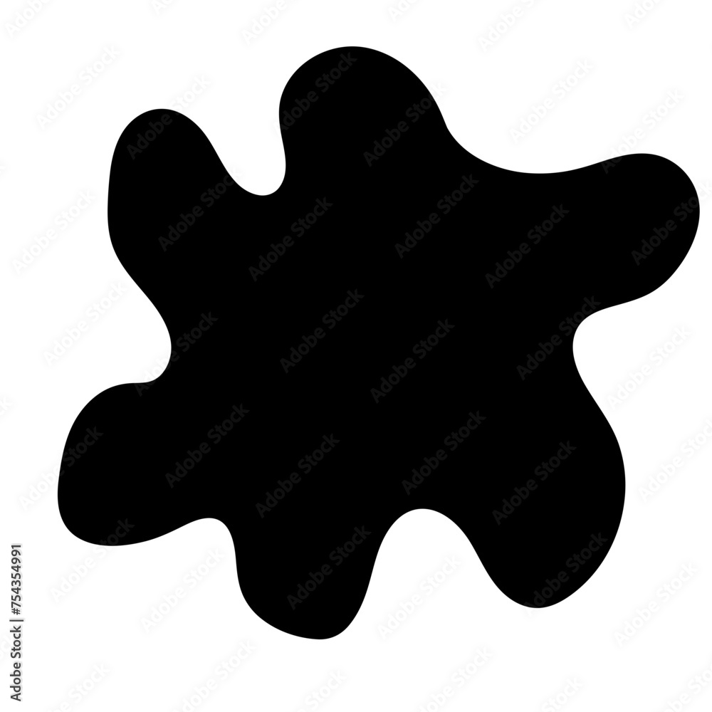 Aufkleber Doodle Blob Simple Shape Icon. Blot Monochrome Black Element. Simple Abstrct Icon Isolated on Backdrop. Irregular Childish Hand Drawn Form