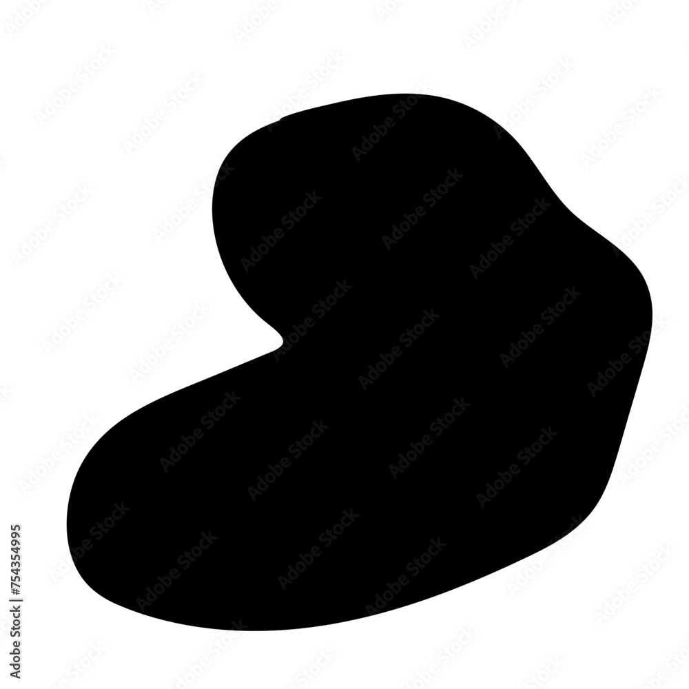 Aufkleber Doodle Blob Simple Shape Icon. Blot Monochrome Black Element. Simple Abstrct Icon Isolated on Backdrop. Irregular Childish Hand Drawn Form