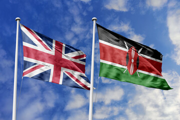 3D illustration, United Kingdom and Kenya alliance and meeting, cooperation of states.