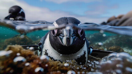 closeup penguin image.