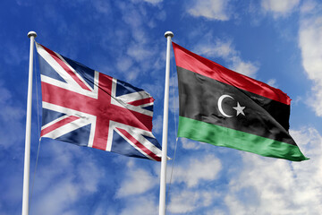 3D illustration, United Kingdom and Libya alliance and meeting, cooperation of states.
