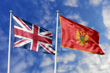 3D illustration, United Kingdom and Montenegro alliance and meeting, cooperation of states.