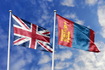 3D illustration, United Kingdom and Mongolia alliance and meeting, cooperation of states.