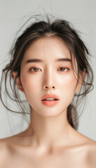 Naklejka premium Photo beautiful asian womens faces faces for makeup face cosmetics advertising hi res