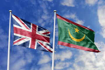 3D illustration, United Kingdom and Mauritania alliance and meeting, cooperation of states.