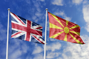 3D illustration, United Kingdom and North Macedonia alliance and meeting, cooperation of states.
