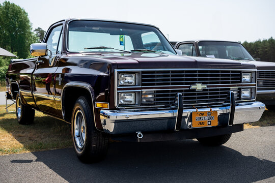 LINTHE, GERMANY - MAY 27, 2023: The full-size truck Chevrolet C10 Silverade, 1983. Die Oldtimer Show 2023.