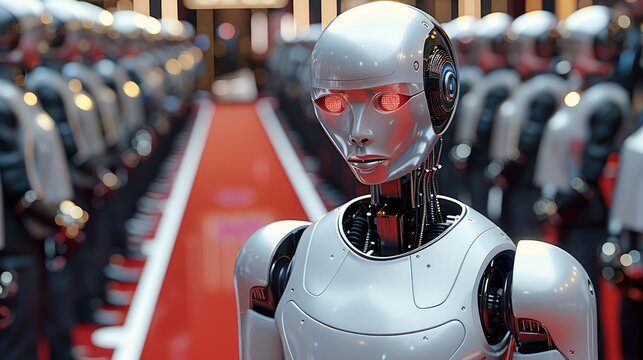 As AI robot superstar actor star on the red carpet. Generative AI.