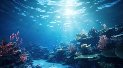 Naklejka na ściany i meble Blue Coral Reefs in the Red Sea Through Long Exposure