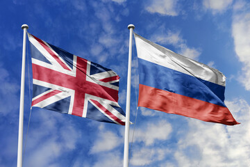 3D illustration, United Kingdom and Russia alliance and meeting, cooperation of states.