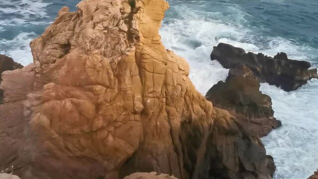 Punta Playa Cometa sunset panorama view mountains rocks Mazunte Mexico.