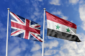 3D illustration, United Kingdom and Syria alliance and meeting, cooperation of states.