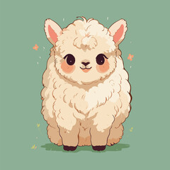 Alpaca drawing featuring fluffy coat and big eyes.