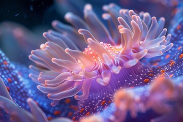 Sea Anemone in Underwater Macro Shot
