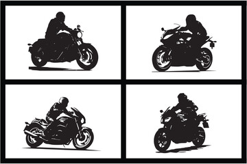 Obraz premium Motorcycle Rider Silhouette Vector Illustration