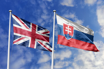 3D illustration, United Kingdom and Slovakia alliance and meeting, cooperation of states.
