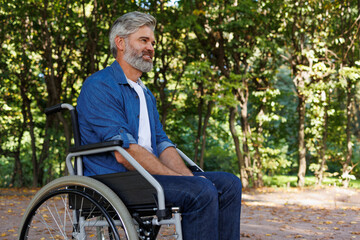 Embracing Greenery: Wheelchair User Connecting with Park Landscape