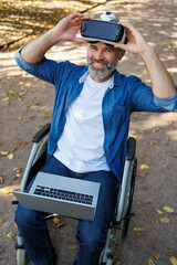 Harmonizing Nature and Innovation: Disabled Person Explores AR Landscape in Park