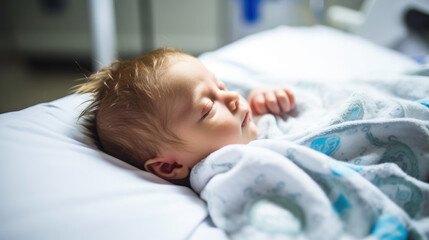 Obraz na płótnie Canvas Close-Up Photo of Newborn Baby in Hospital