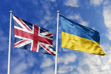 3D illustration, United Kingdom and Ukraine alliance and meeting, cooperation of states.