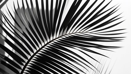 Obraz premium Palm leaves on a white background. Light and shadow of leaves, Abstract silhouette of tropical leaves, natural wallpaper pattern, spring, summer texture,