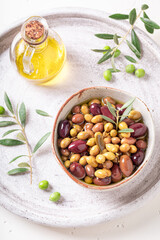 Healthy and tasty olives harvested for preserves.