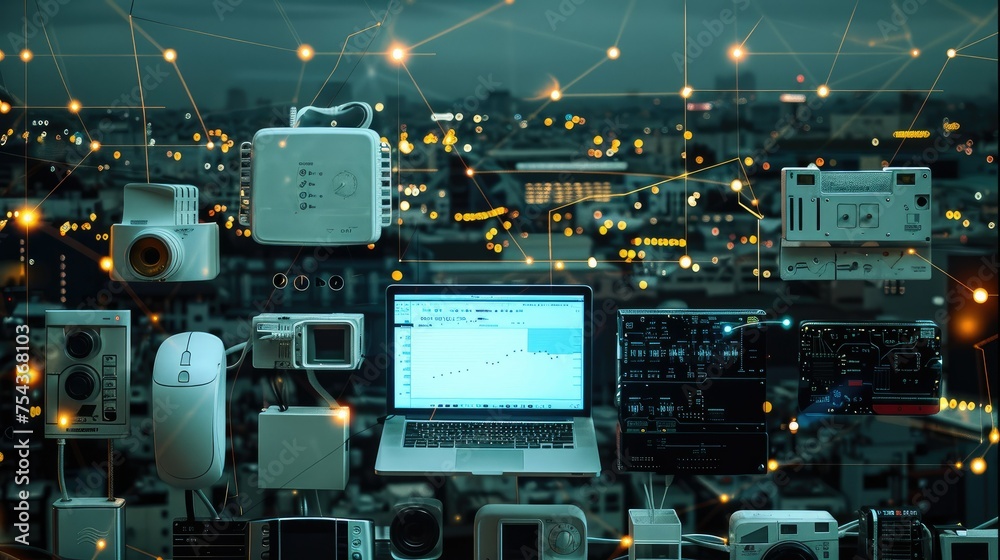 Leinwandbilder Internet of Things terminal devices are interconnected Data semantic context analysis Reverse engineering Protocol cracking. Generative AI.