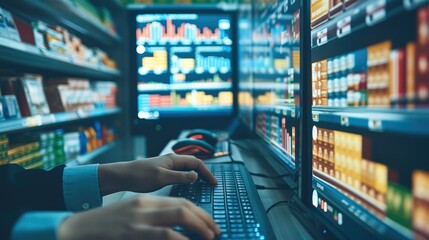 Product traffic analysis displayed on the computer. Generative AI.