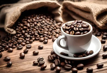 Zelfklevend Fotobehang coffee beans in a cup © Qurat