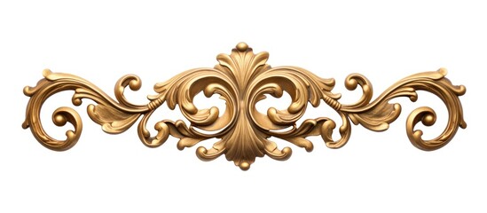 A detailed brass decorative piece, possibly a drawer pull, with intricate designs and a gold finish, displayed on a clean white background. The intricate details and shiny finish of the brass piece