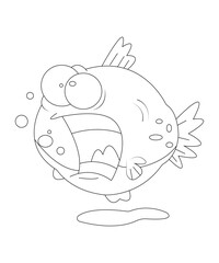 Cute fish coloring book for childrens