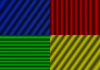 Quatre rectangles bleu rouge jaune vert et formés d'ondulations 