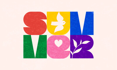 Creative Concept of Summer Poster. Abstract Font Shape in Minimalist Geometric Style. Modern Vector Art. Abstract Figure