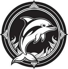 Vector logo dolphin in black silhouette color