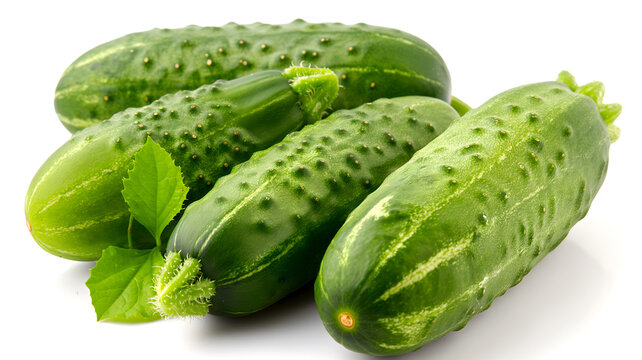 Fresh Organic Cucumbers Isolated on White Background