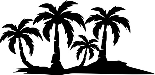 Palm tree illustration. a tropical island with palms. Nature logo icon