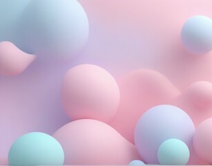 6. R-shaped 3D illustration of a wavy cloud and circle using pink, purple, and several pastel colors.