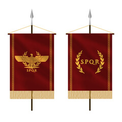 Roman flag with golden eagle - 754377975