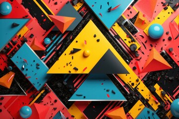 Vibrant Wall With Diverse Shapes and Sizes Generative AI
