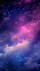 Naklejka premium a blue and purple universe wallpaper with stars, in the style of light pink and dark cyan сreated with Generative Ai