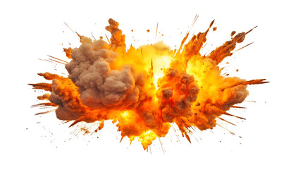 fire and flames explosion isolated on transparent background cutout