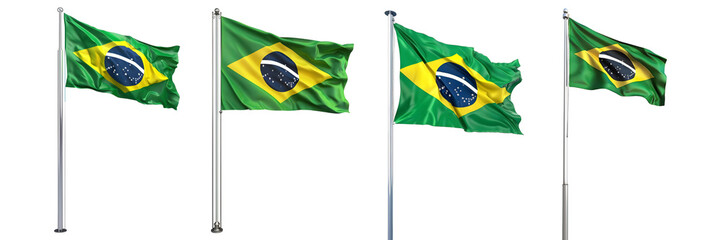3D Rendering Flag of a Brazil on Transparent Background - Ai Generated