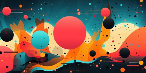 Vibrant Abstract Painting With Circles and Dots Generative AI