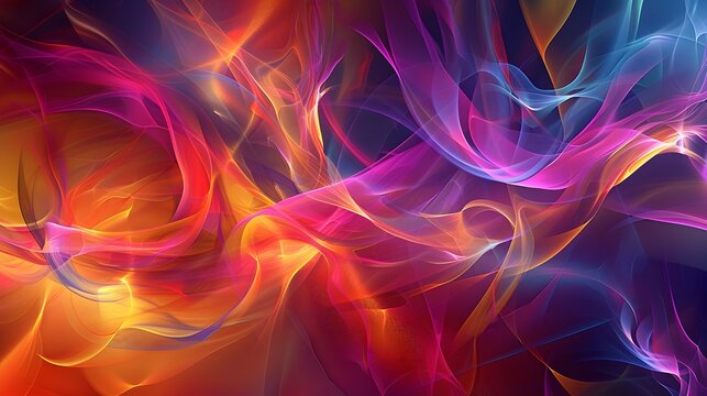 Abstract Digital Art with Vibrant Colorful Waves and Smoke, To provide a vibrant and dynamic abstract background for design and decor projects