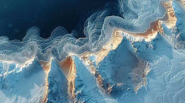 arial view image of a frozen lake, landscape photography
