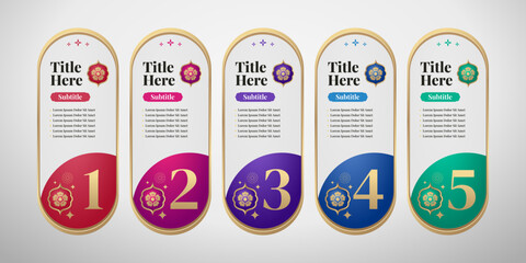 Colorful infographic design with classic islamic middle eastern decoration style