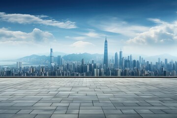 Fototapeta premium Empty Room With City View Generative AI