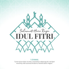 Selamat Hari Raya Idul Fitri or Happy Eid Al Fitr background with drawing paint decoration