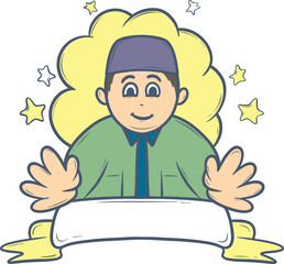 cartoon of a man with a songkok and textbox